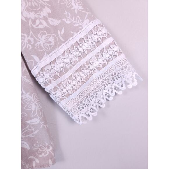 ELLA RAFAELLA Size M Off The Shoulder And Floral Linen Blend Top - Picture 5 of 8